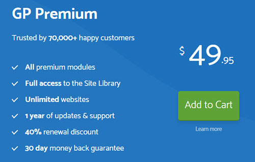 Acquista il piano premium GeneratePress.