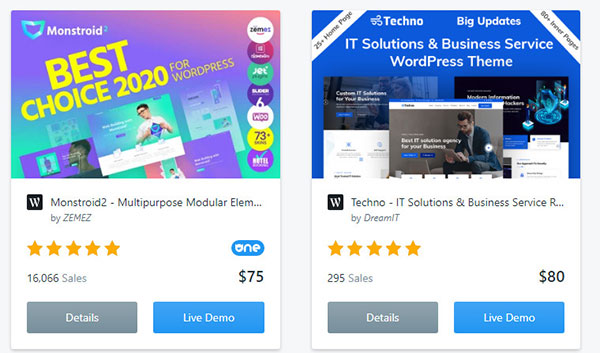 Temi e plugin di WordPress sul marketplace di Template Monster.