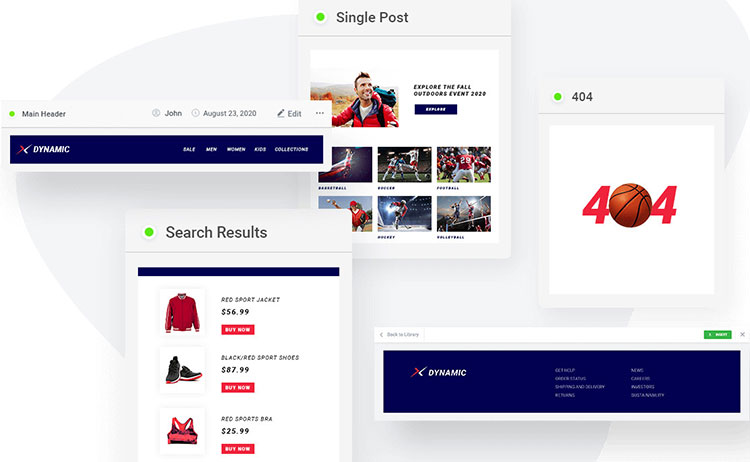 Menggunakan Elementor Theme Editor Anda dapat menyesuaikan setiap bagian dari situs web.
