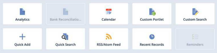 Exemplo de widgets NetSuite.