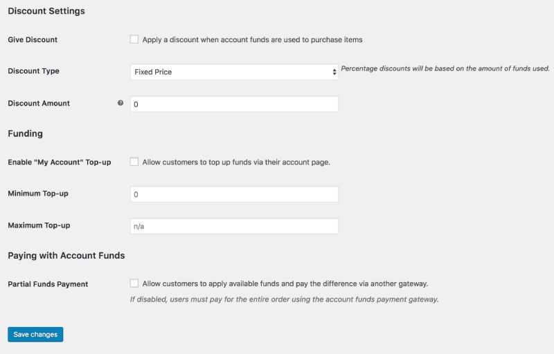Mejor complemento de fondos de cuenta de WooCommerce.