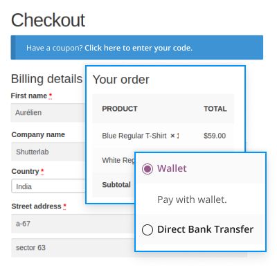 Complemento de pago en cuenta de WooCommerce.