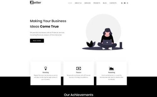 Thème Zetter Business Black & White Elementor.