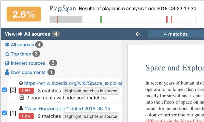 PlagScan intihal tarayıcı aracı.