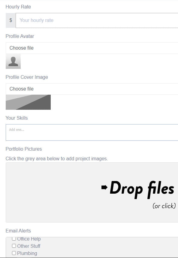 Opsi profil freelancer tema proyek.