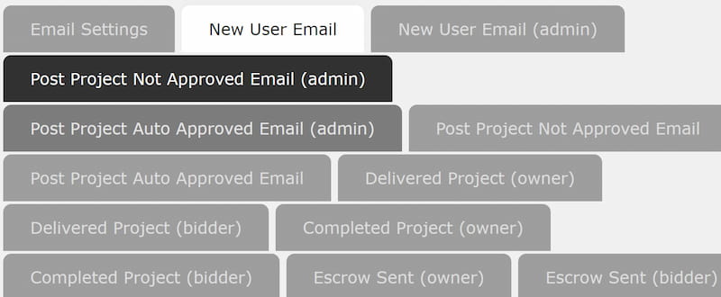 Opsi pengaturan email Tema Proyek.