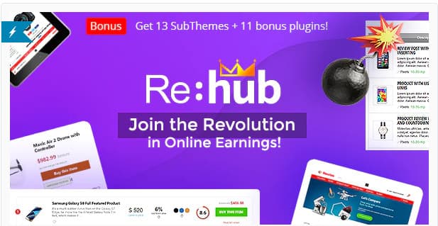 O tema Rehub oferece vários recursos para sites de comparação.