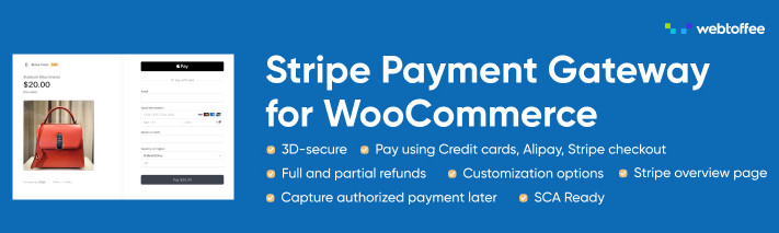 Plug-in de gateway de pagamento WooCommerce Stripe gratuito.