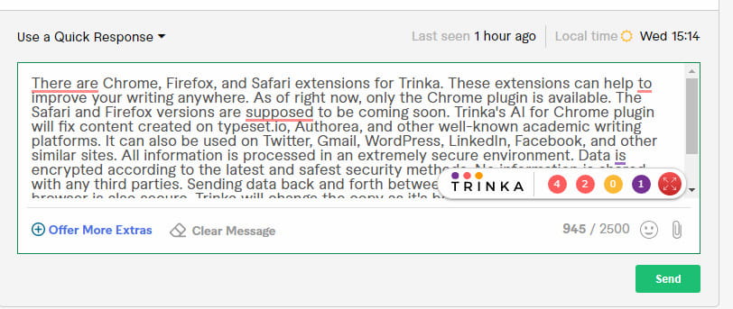 Trinka AI Chrome-Browsererweiterung.