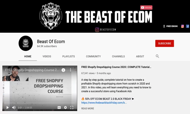 电子商务野兽 youtube 教程开始使用直销