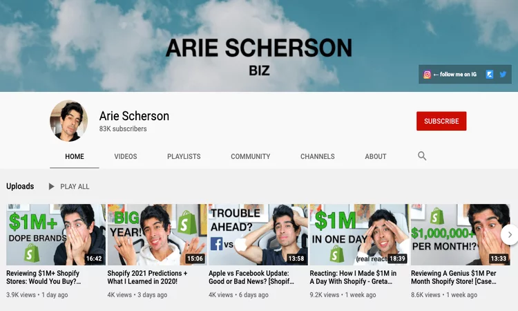 imagen del canal de youtube de arie scherson