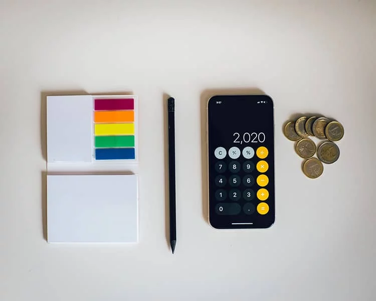 calculadora móvil notas adhesivas