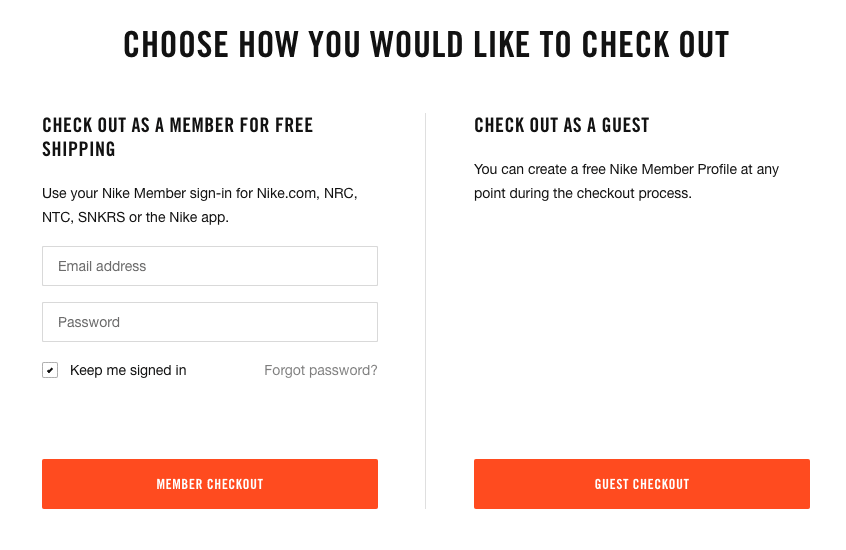 halaman checkout Nike