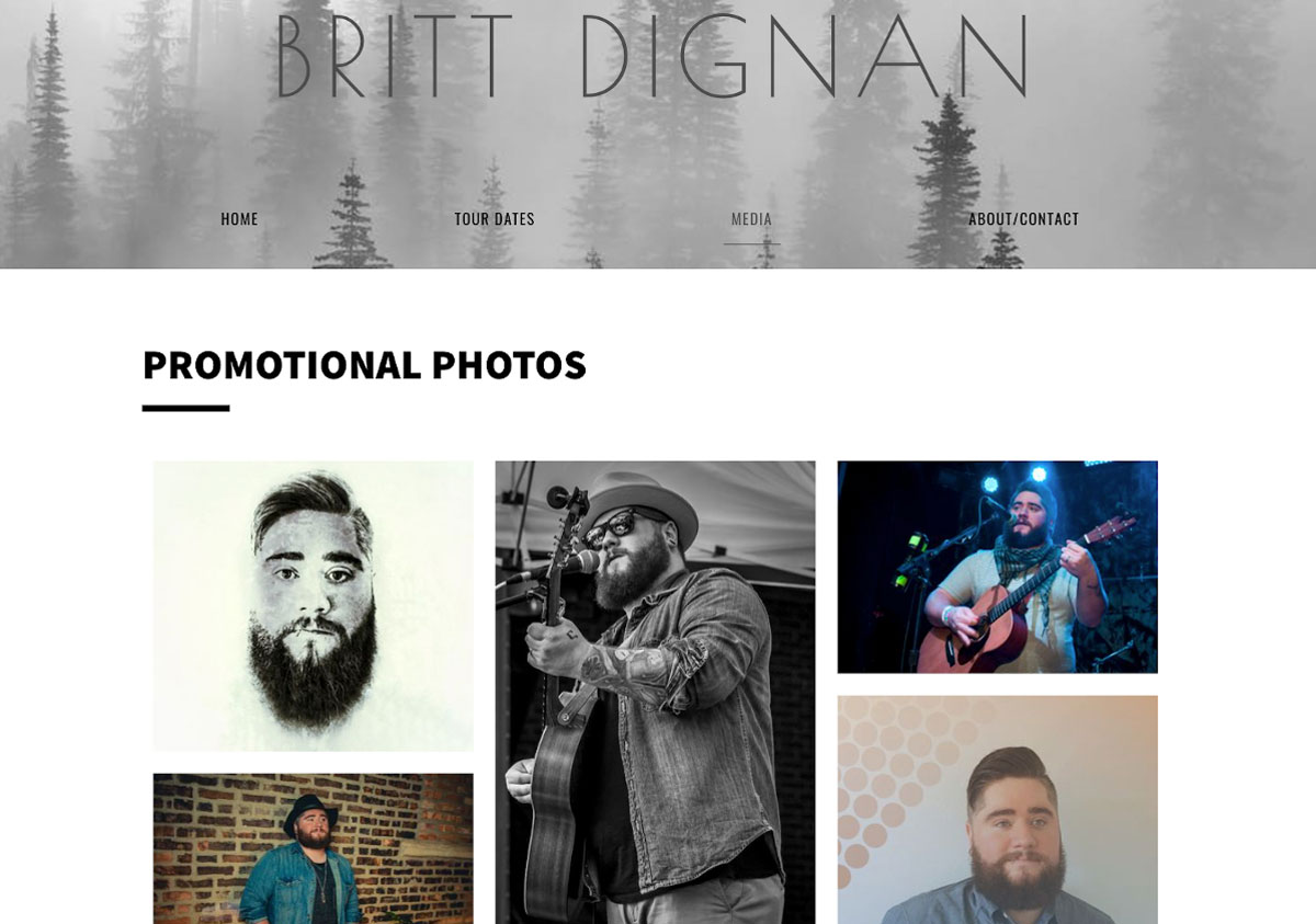 Como criar um ótimo site de cantor e compositor, página de fotos