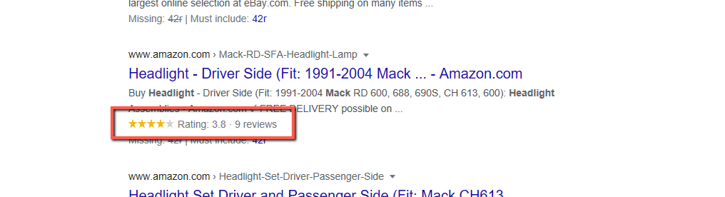 Contoh shema produk di SERP
