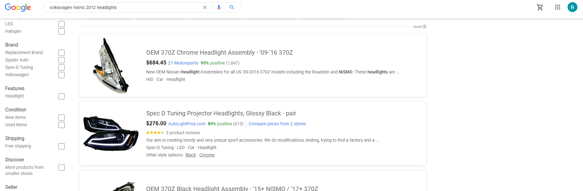 Hasil Google Belanja untuk suku cadang mobil