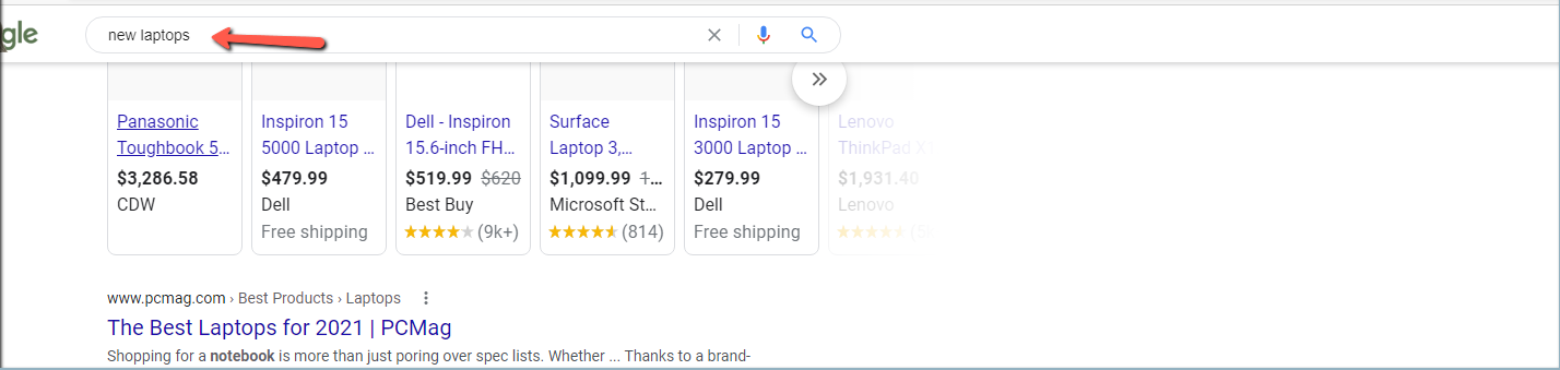 Пример поиска по заголовку по ключевому слову в Google