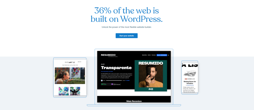 Pagina principală WordPress