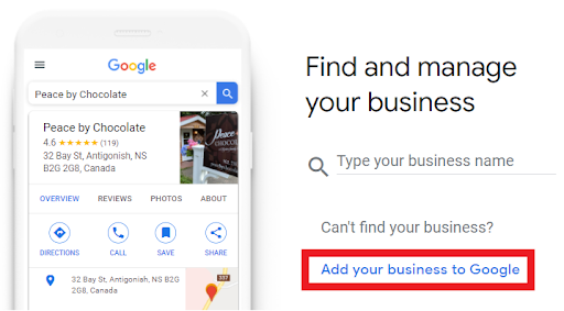 aggiungi la tua attività a google example