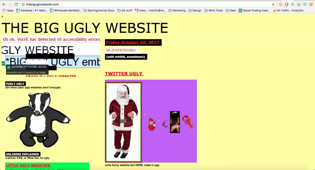 Beispiel für eine große hässliche Website
