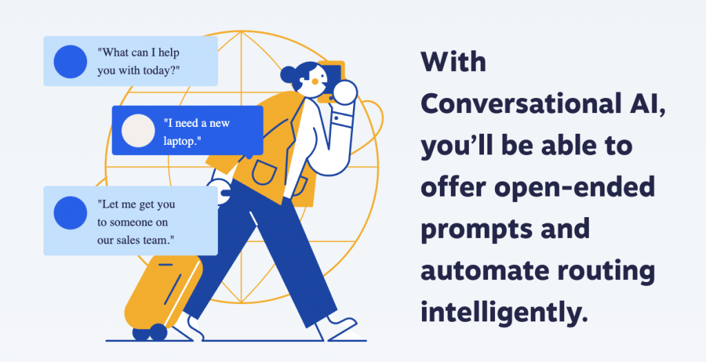 Illustrazione dell'IA conversazionale come parte del servizio clienti proattivo.