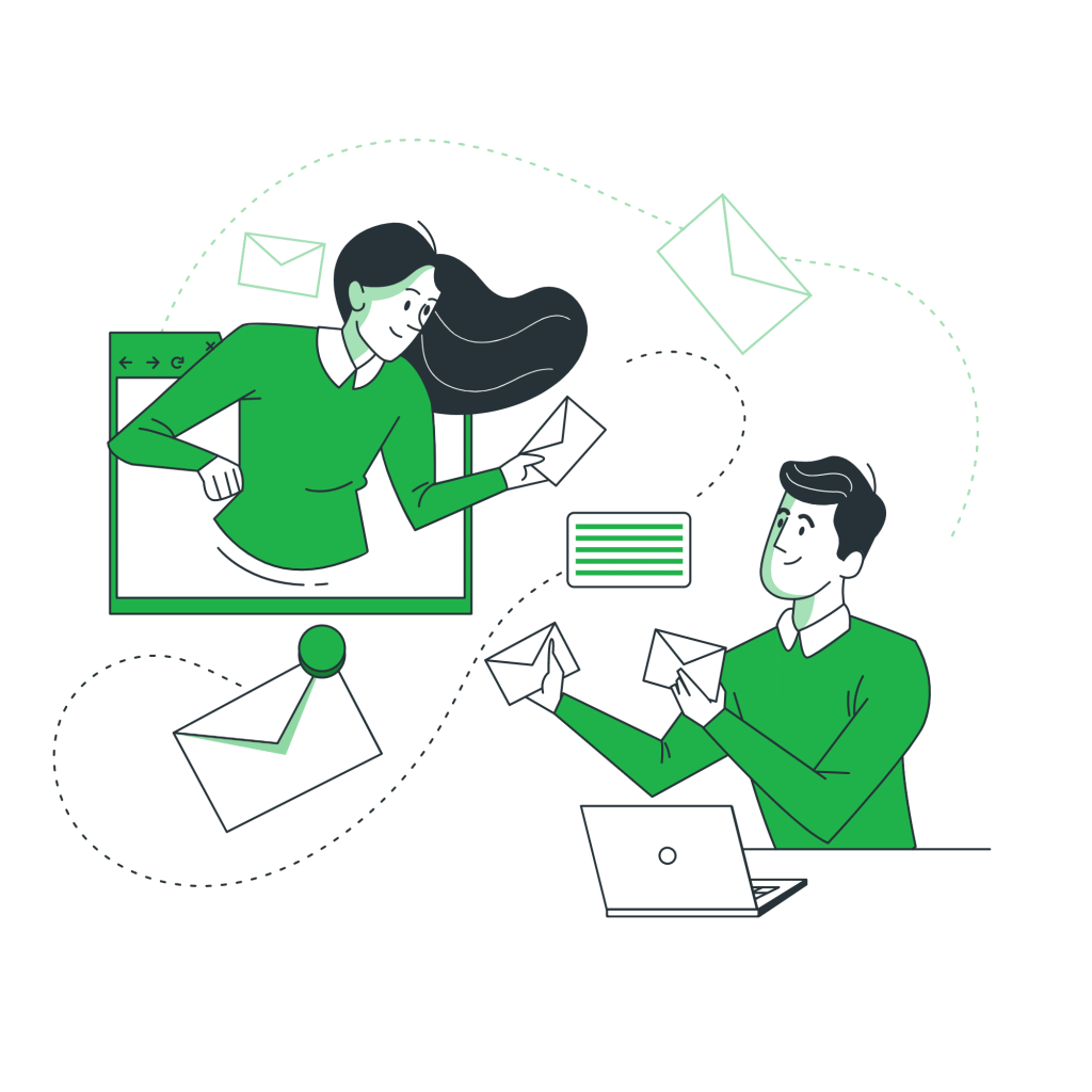 Un employé envoie des e-mails