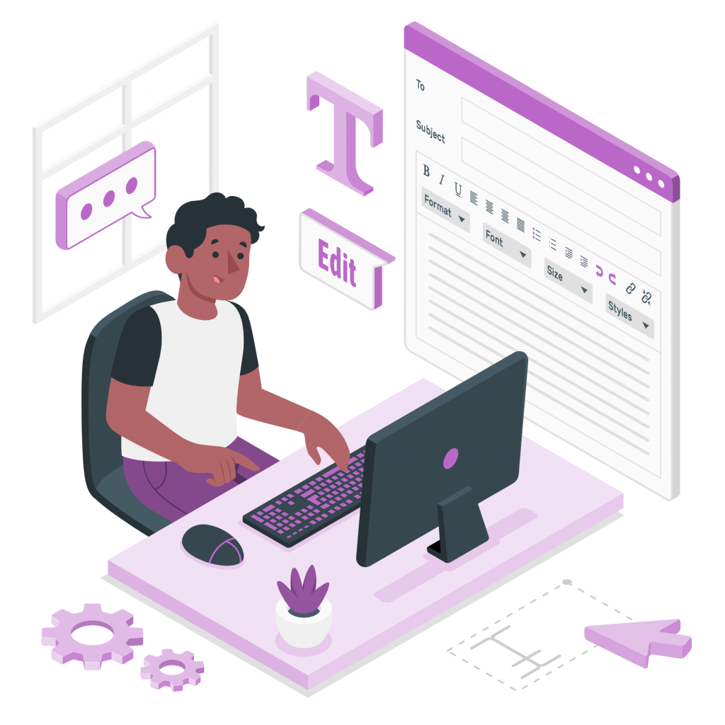 Un garçon écrit un e-mail