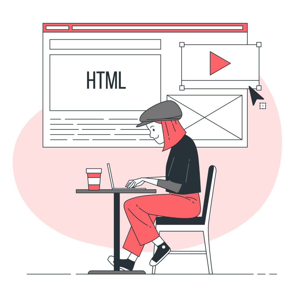 Une fille créant une page Web