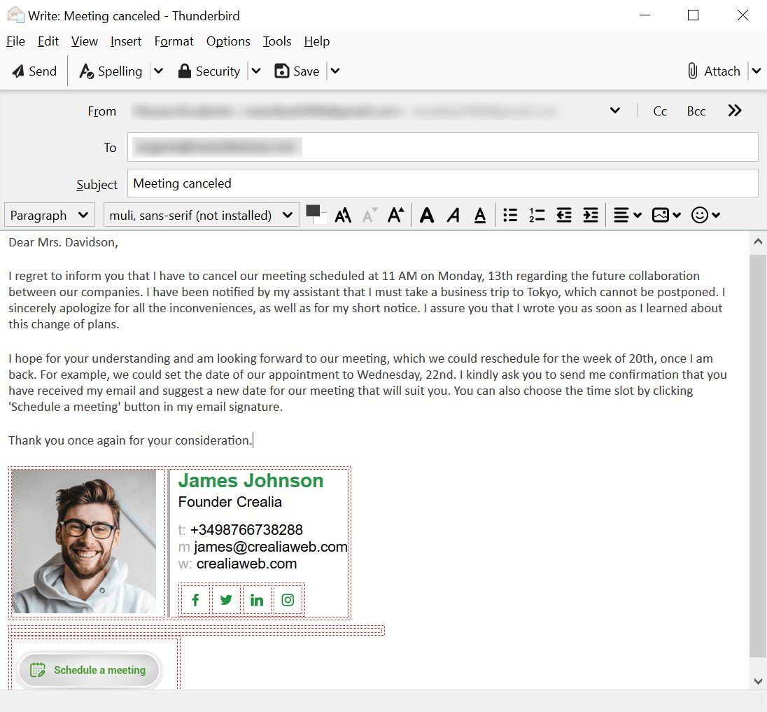 Comment R diger Un E mail D annulation De R union Poli avec Des 