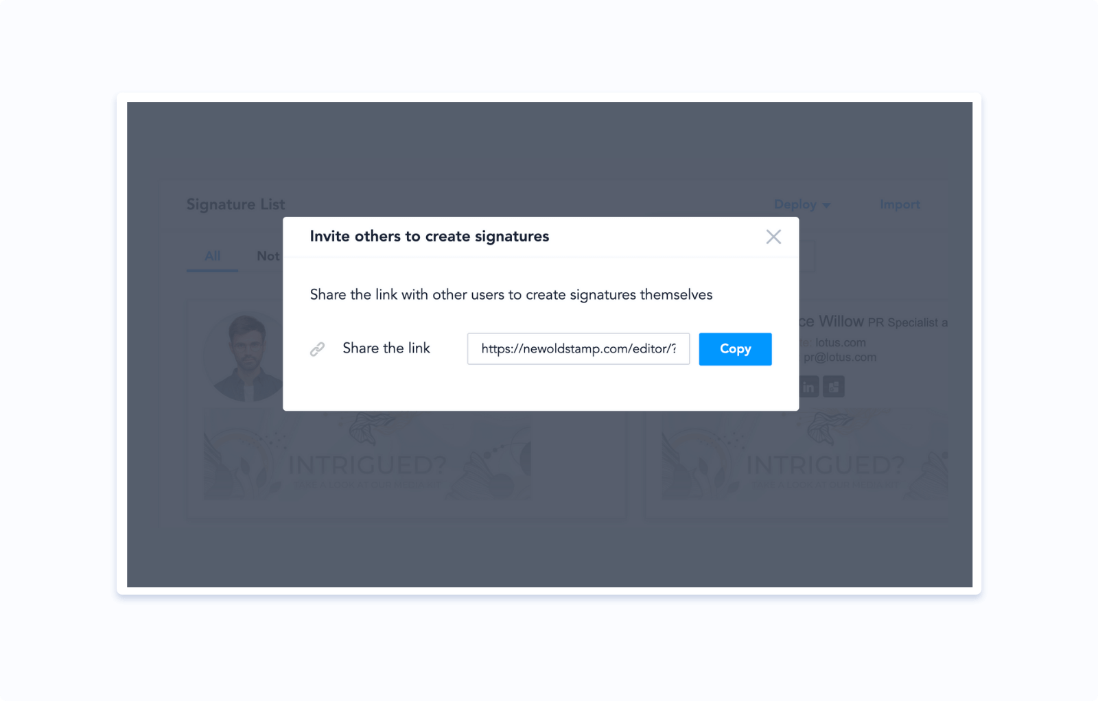 Invite a las personas a crear sus propias firmas