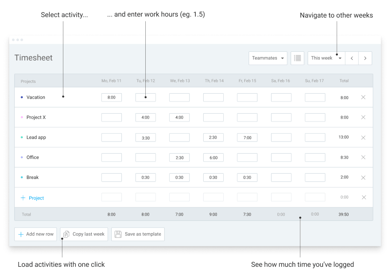Application de feuille de temps Clockify