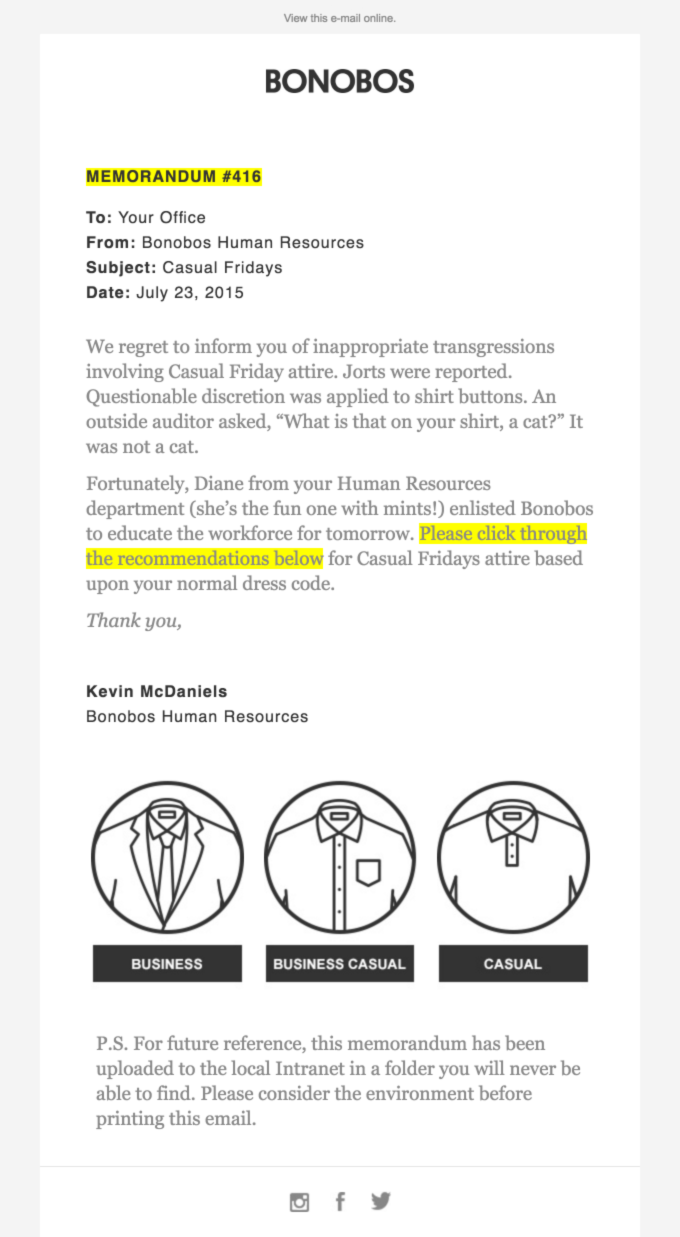 Bonobos E-Mail-Marketing