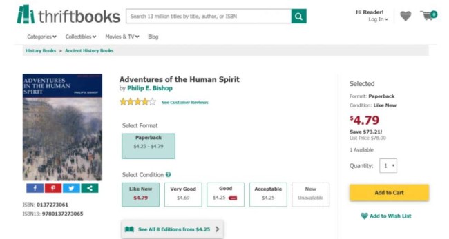 중고품 위시리스트 ux eCommerce UX example: Thriftbooks wishlist