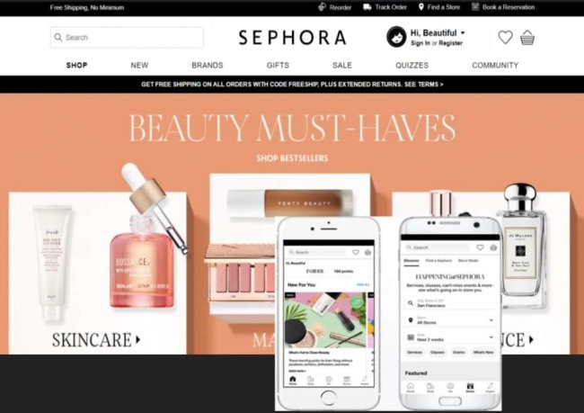 세포라 옴니채널 Sephora website