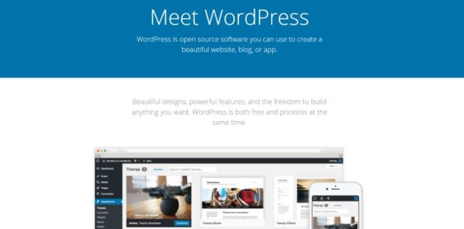 WordPress.org home page screenshot