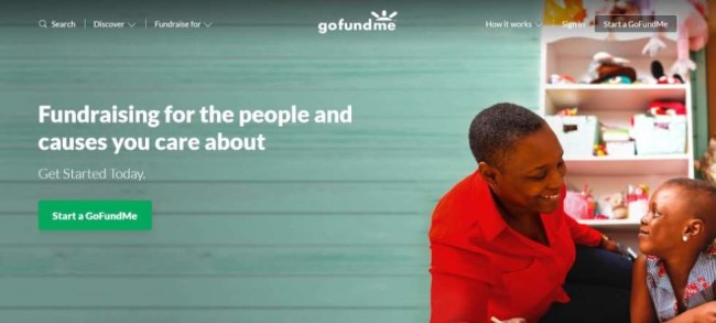 A screenshot from GoFundMe home page as one of the best crowdfunding platforms