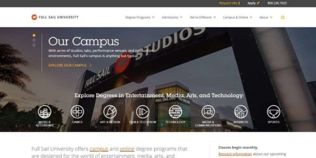 Pełny Uniwersytet Żaglowy Full Sail University website
