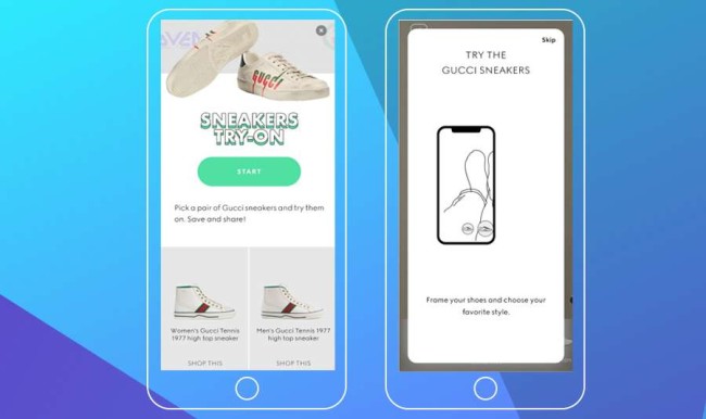 Screenshot of the Gucci AR app