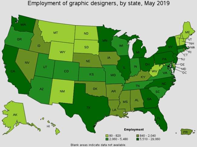 трудоустройство графических дизайнеров в США employment of graphic designers in the US