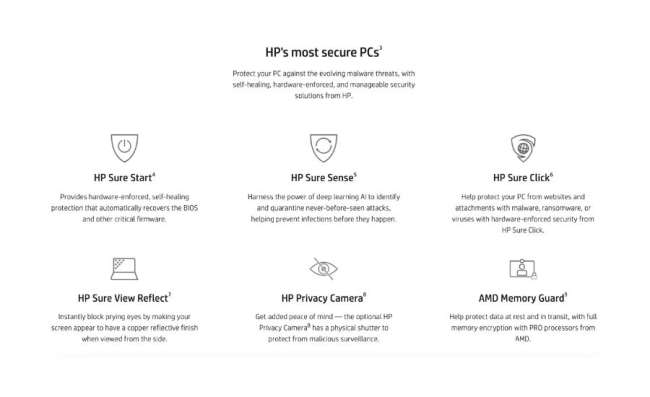 HP-ZBook-vs-EliteBook-güvenlik özellikleri. HP's list of security features