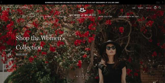 Design site web de modă Worth&Worth