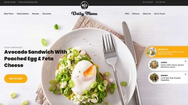 Приложение Daily Menu Food & Drink и дизайн веб-сайтов