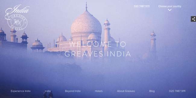 グリーブスインド旅行ウェブサイトのデザイン
