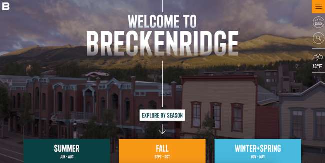 ブリッケンリッジ旅行ウェブサイトのデザイン