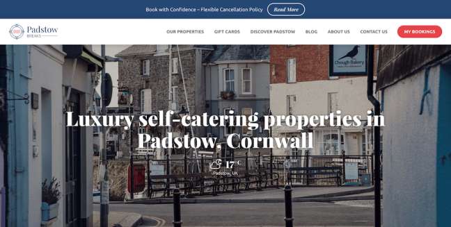Padstowが旅行ウェブサイトのデザインを破る