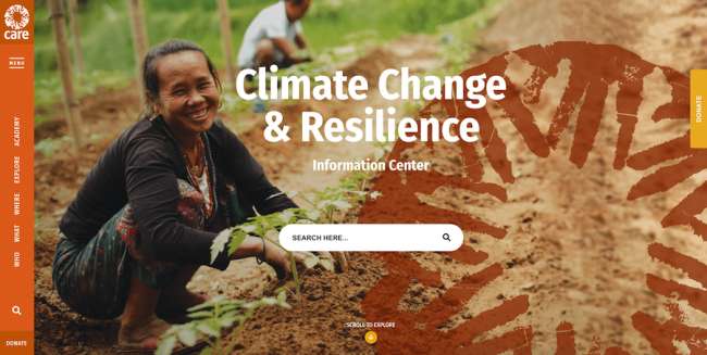 ケア気候変動とレジリエンスベストニュースと雑誌のウェブサイトのデザイン