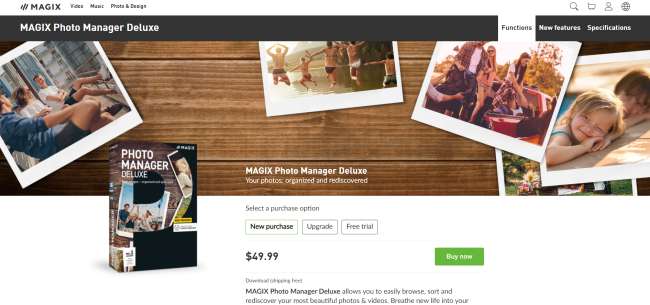 photo management software: screenshot of MAGIX homepage