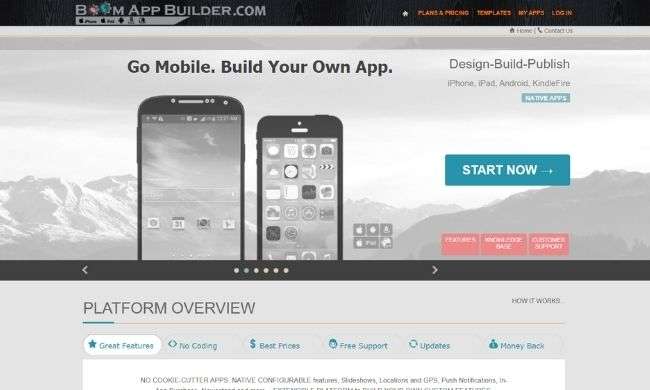 Boom App Builder website
