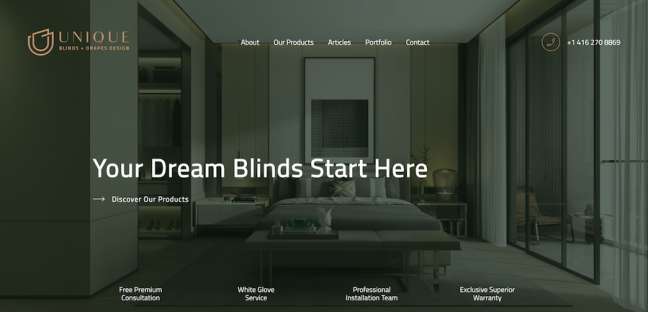 Unikalny projekt strony internetowej Blinds