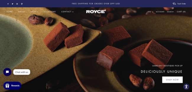 Projekt strony internetowej Royce Chocolate